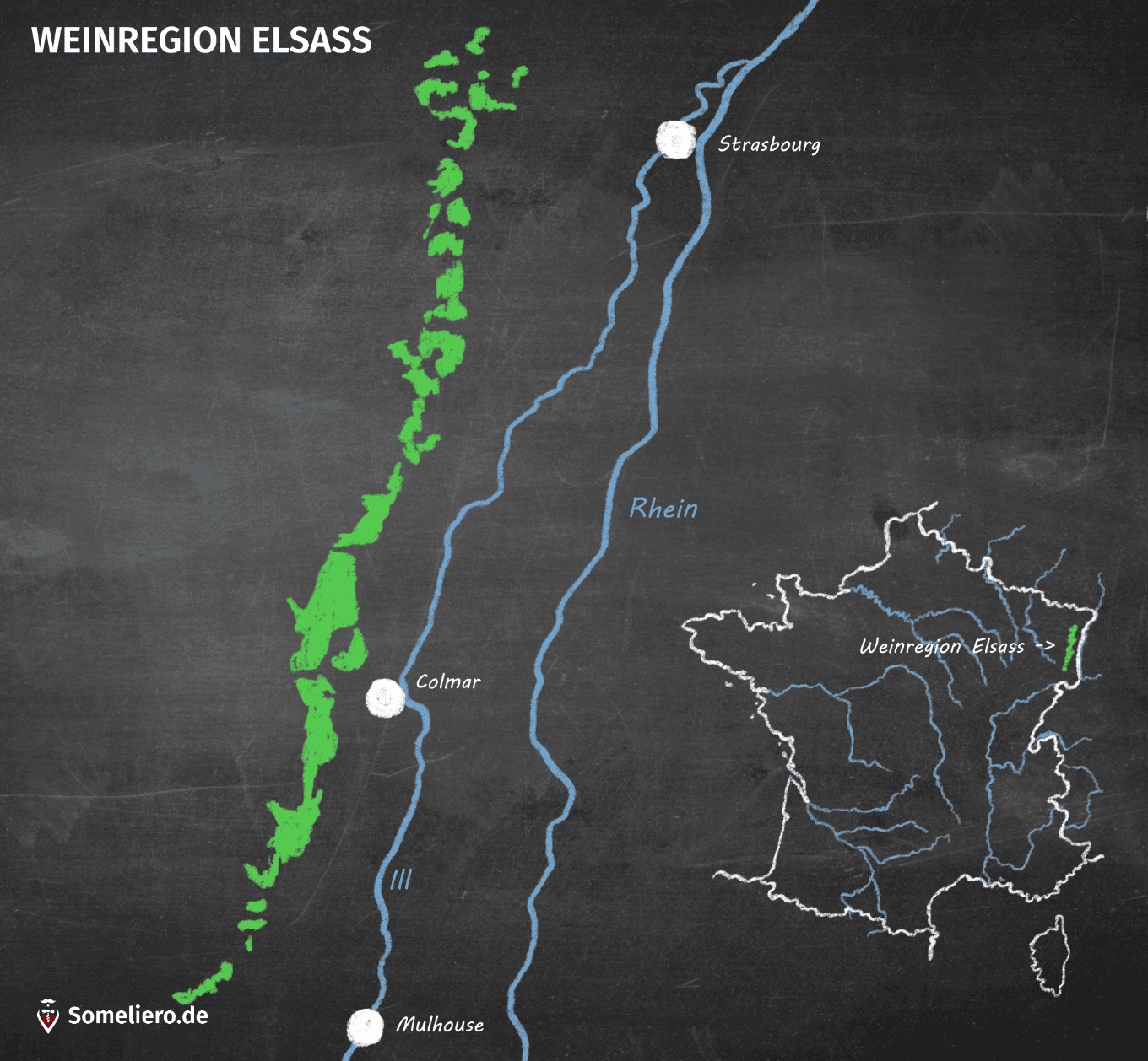 Karte Weinregion Elsass