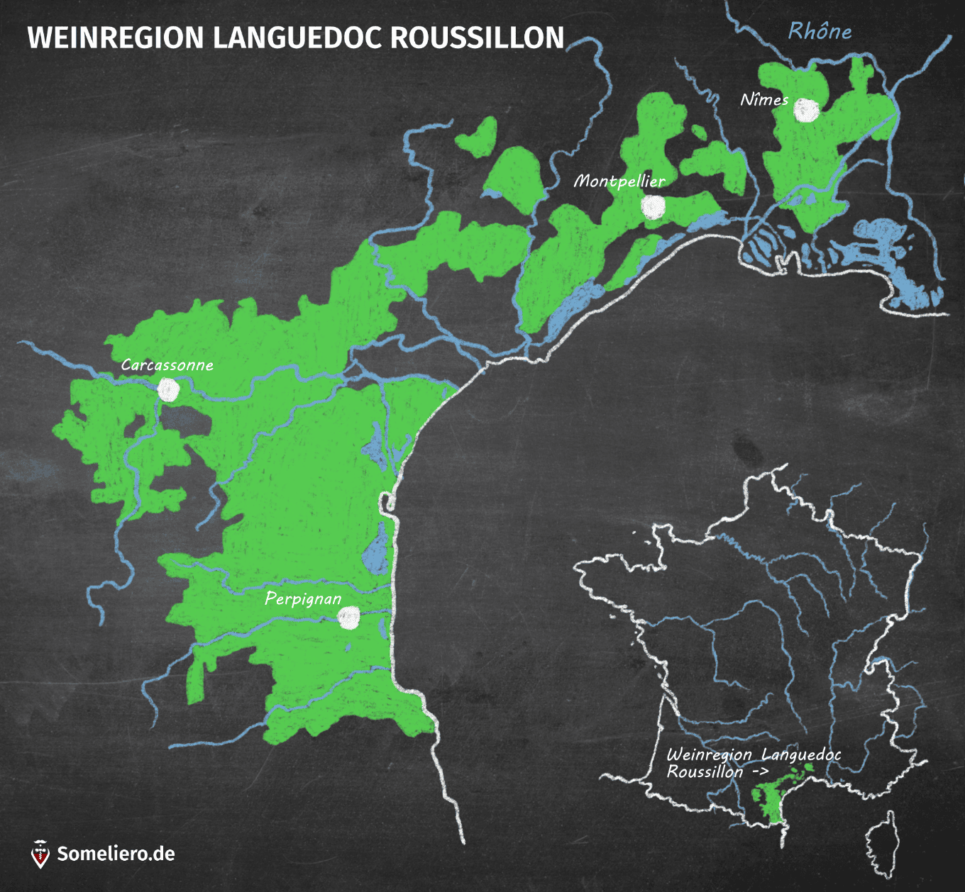 Karte Weinregion Languedoc