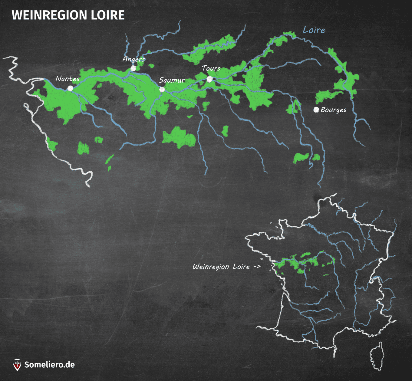 Karte Weinregion Loire