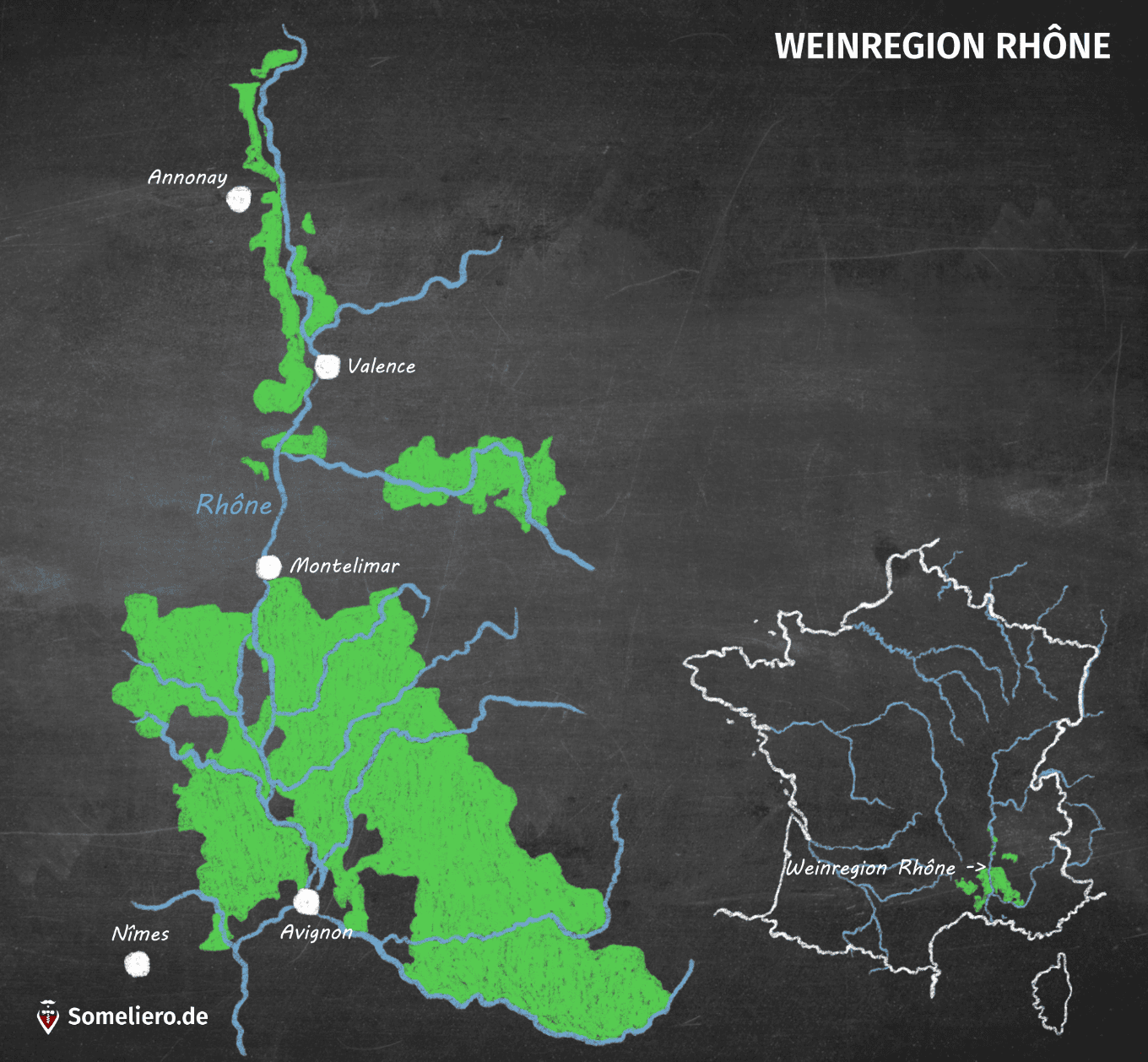 Karte Weinregion Rhone