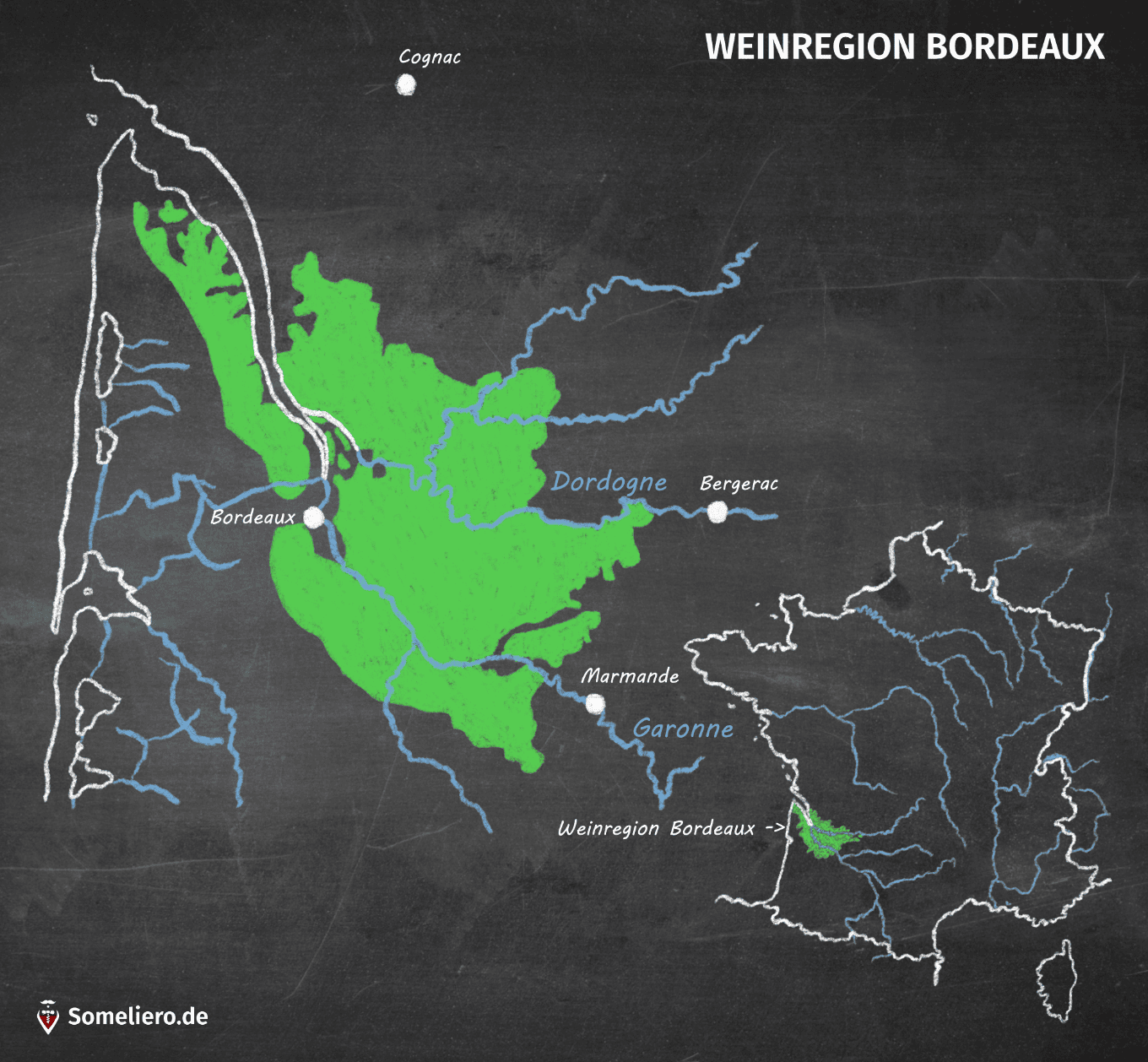 Karte Weinregion Bordeaux